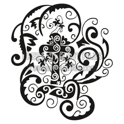 Ornate Cross with Swirls Laser Cut Design