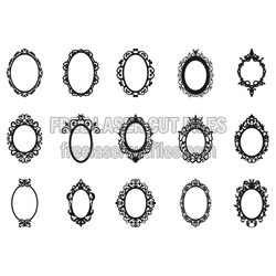 Ornate Openwork Oval Frame Set for Laser Cutting