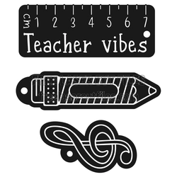 Teacher Vibes Pencil Keychain Laser Cut File