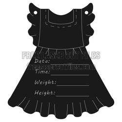 Baby Birth Announcement Laser Cut File, Dress Shape Design