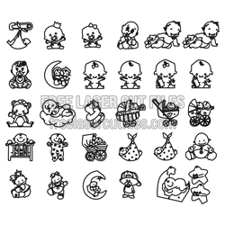 Baby Character Laser Cut Clip Art Set for Nursery Projects