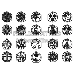Christmas Ornament Pendants Laser Cut Design Set