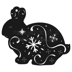 Christmas Rabbit Ornament Laser Cut File, Free Download
