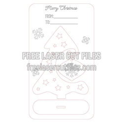 Christmas Tree Wooden Card with Ornament Slot, Laser Cut File