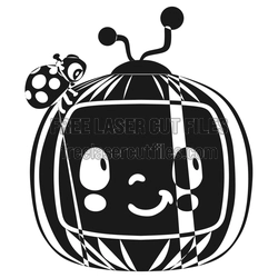 Cute Retro TV and Ladybug Laser Cut File