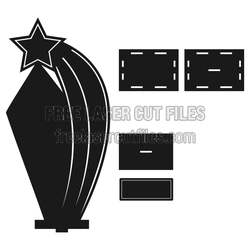 Laser Cut Award Trophy with Star Top, Ready to Assemble