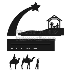 Nativity Scene Laser Cut Christmas Decoration Ready to Cut
