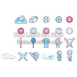 Sports Motif Laser Cut Set for DIY Craft Projects