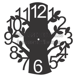 Tree Number Clock Design, Laser Ready Wall Clock File