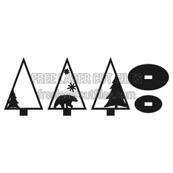 Christmas Tree Ornament Set with Stand, Laser Cut File
