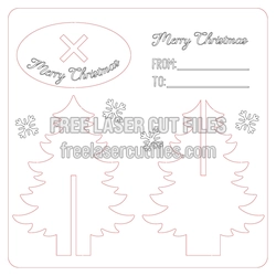 Christmas Wooden Card with Tree Cutouts, Ready to Cut