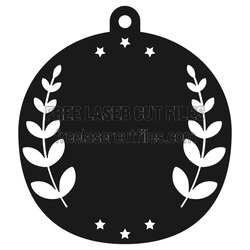Oval Medal Frame with Laurel and Stars Laser Cut File