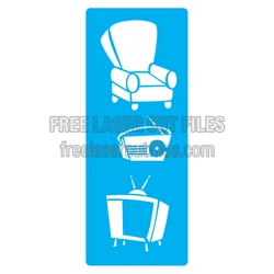 Retro TV Chair and Radio Stencil Set, Laser Ready