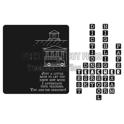 Teacher Appreciation Crossword Gift Card Laser Cut File