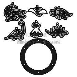 Baby Mobile Laser Cut File with Cute Dinosaur Ornaments