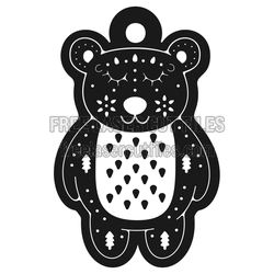 Christmas Bear Ornament Laser Cut File, Ready to Cut
