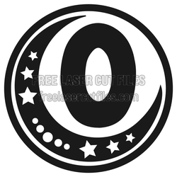 Decorative Moon Alphabet Letter O Laser Cut File