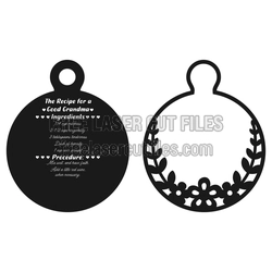 Grandma Recipe Ornament Laser Cut File, Gift Idea