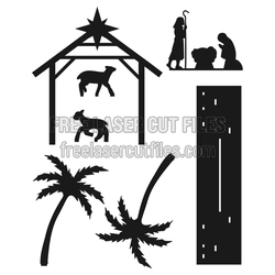 Nativity Scene Laser Cut File with Stable Silhouette
