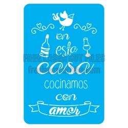 Romantic Kitchen Stencil Sign, Love Cooking Laser Cut File