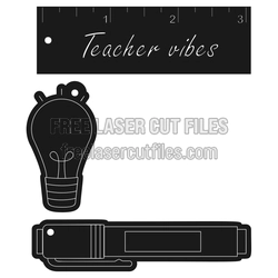 Teacher Vibes Laser Cut Keychain Template, Ready to Cut