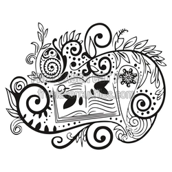 Whimsical Open Book Floral Frame Laser Cut File