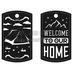 Camping Welcome Sign and Tent Keychain Laser Cut File