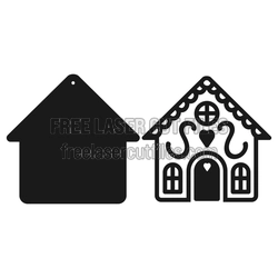 Christmas Gingerbread House Ornament, Ready to Cut File