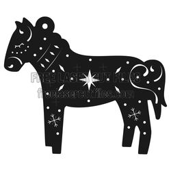 Christmas Horse Ornament Laser Cut File, Ready to Cut
