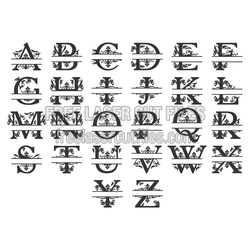 Decorative Split Alphabet Set for Laser Cutting, Ready to Cut