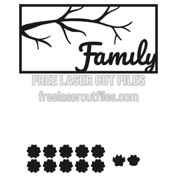 Family Tree Laser Cut Frame with Name Branch Design