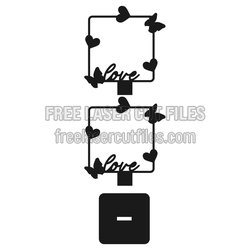 Love Photo Frame with Butterfly Cutouts, Laser Ready