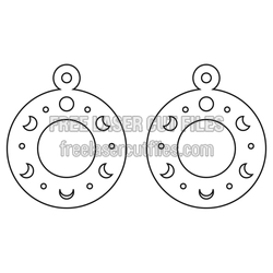 Moon Phase Circle Earrings Laser Cut Design, Free Download