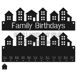 Family Birthday Reminder Board Laser Cut File, DIY Gift