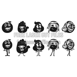 Free Cartoon Kids Character Faces Laser Cut File Set