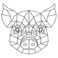 Geometric Pig Head Laser Cut File, Ready to Cut