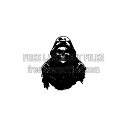 Grim Reaper Skull SVG Laser Cut Design, Gothic Hoodie Art