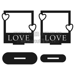 Love Photo Frame Laser Cut File with Heart Accents