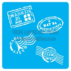 Postage Stamp Stencil Set for Laser Cutting and Crafts
