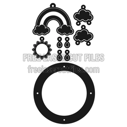 Rainbow Baby Mobile Laser Cut File with Clouds and Sun