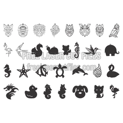 Animal Charm Earring Set, Laser Cut Ready Files