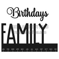 Birthday Family Name Sign with Months - Laser Cut File