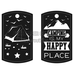 Camping Is My Happy Place Tag Keychain Laser Cut File