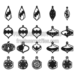 Christmas Ornament Pendant Set, Laser Cut Holiday Craft File