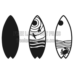 Laser Cut Surfboard Beach Scene Template, Ready to Cut