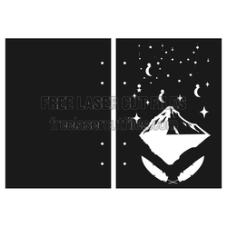 Mountain Bookmark Laser Cut Cover with Moon and Stars