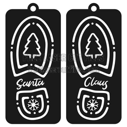 Santa Boot Stencil for Laser Cutting, Free Christmas Tag
