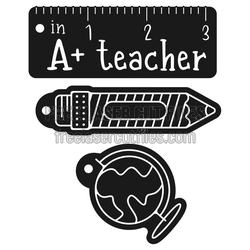 Teacher Keychain Laser Cut File with A+ School Theme