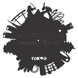 World Time Zone Wall Clock Design, Laser Ready File