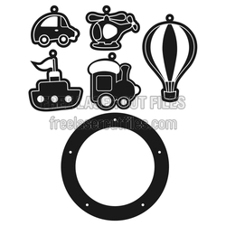 Baby Mobile Laser Cut File with Airplane, Car & Boat